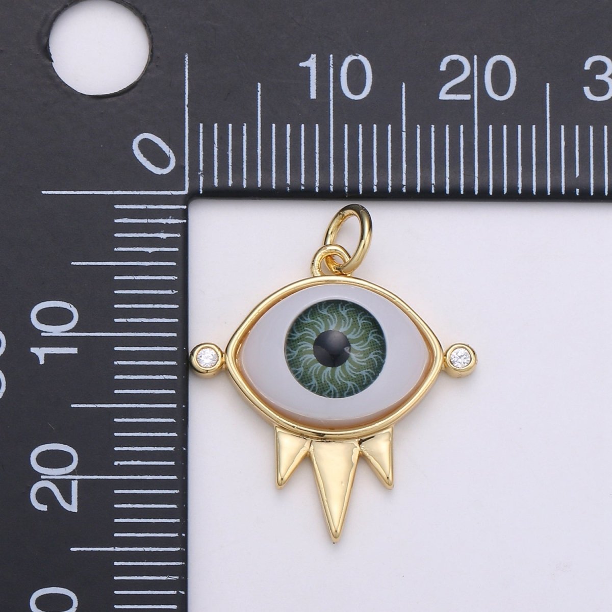 Evil Eye Green Eye Gold Filled Charm - D-723 - DLUXCA