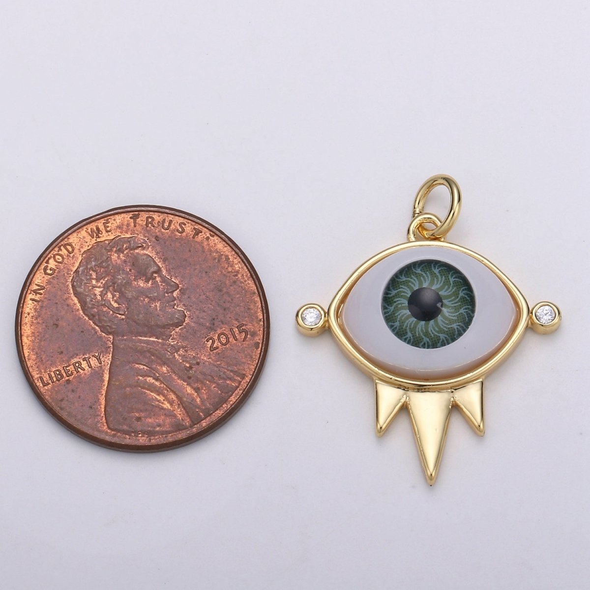 Evil Eye Green Eye Gold Filled Charm - D-723 - DLUXCA