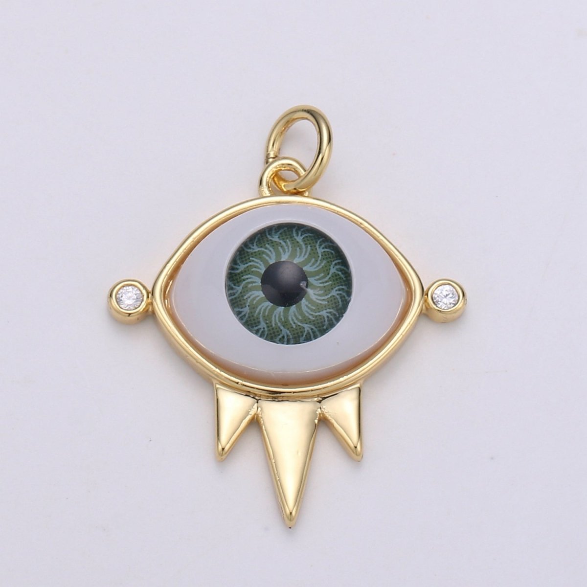 Evil Eye Green Eye Gold Filled Charm - D-723 - DLUXCA