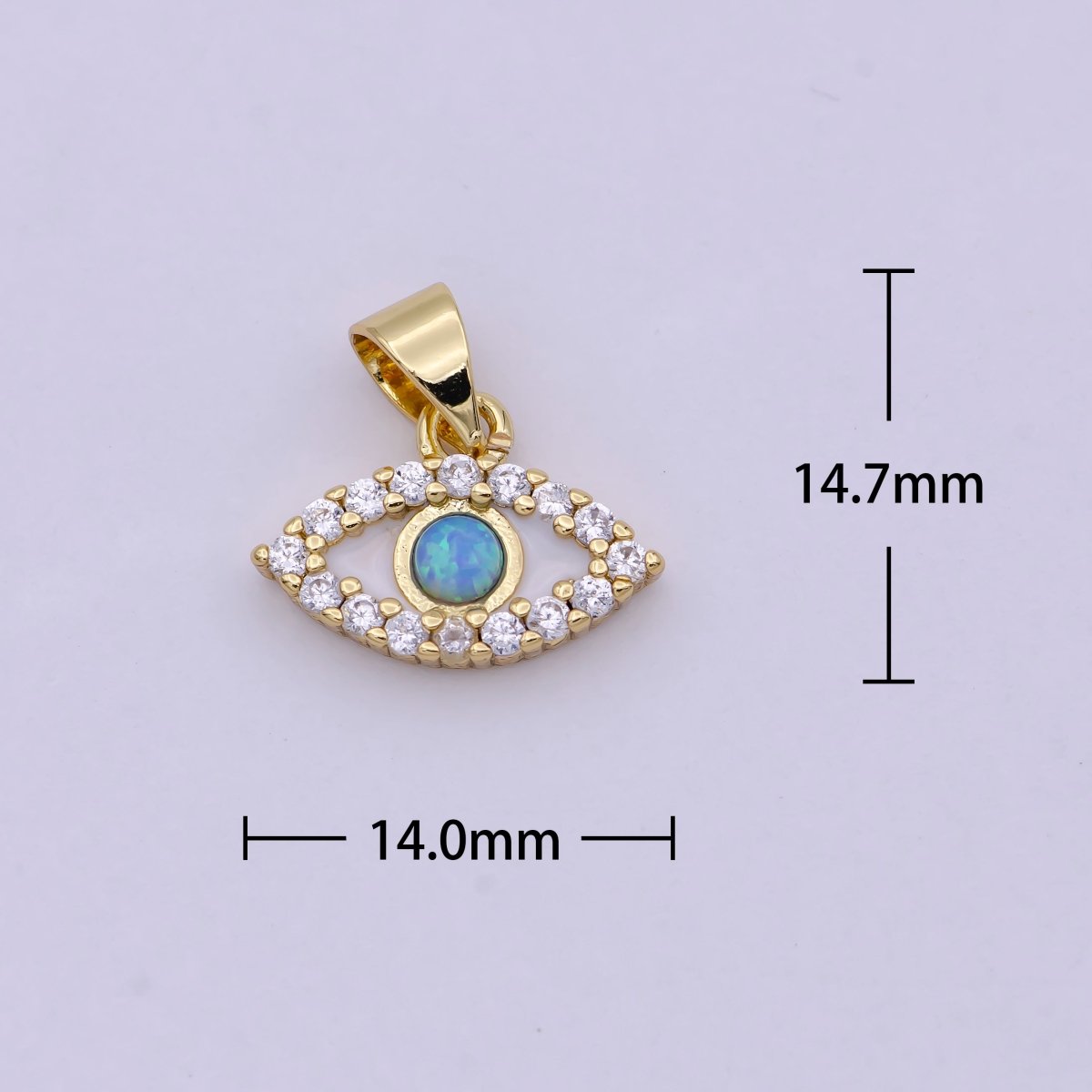 Evil Eye Micro Pave Blue Opal Charm - Evil Eye Cubic Zirconia Wholesale Charms H-444 - DLUXCA