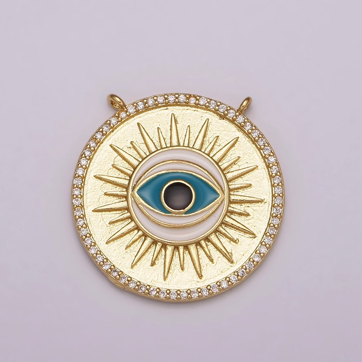 Evil Eye Necklace Charm Connector Cubic Eye Protection Necklace, Amulet Necklace, Gold Filled Pendant Necklace Supply N-090 N-091 - DLUXCA