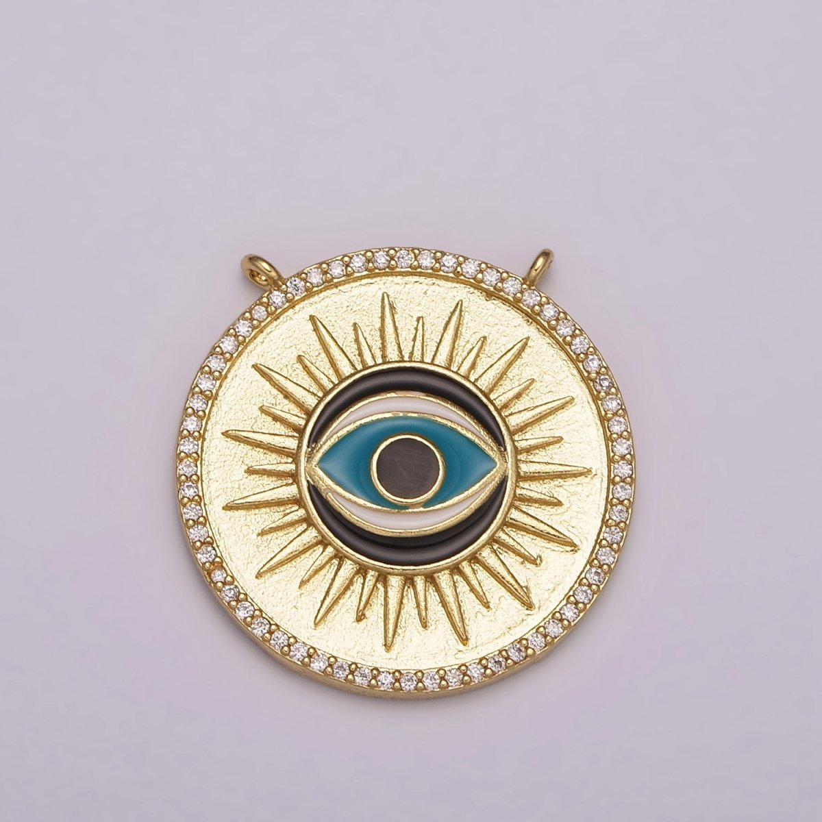 Evil Eye Necklace Charm Connector Cubic Eye Protection Necklace, Amulet Necklace, Gold Filled Pendant Necklace Supply N-090 N-091 - DLUXCA