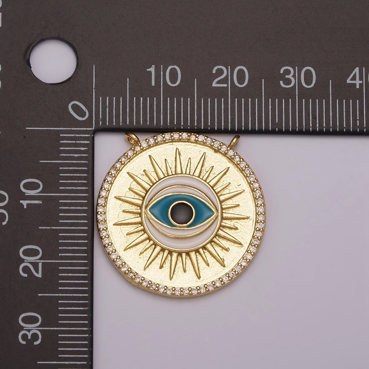 Evil Eye Necklace Charm Connector Cubic Eye Protection Necklace, Amulet Necklace, Gold Filled Pendant Necklace Supply N-090 N-091 - DLUXCA