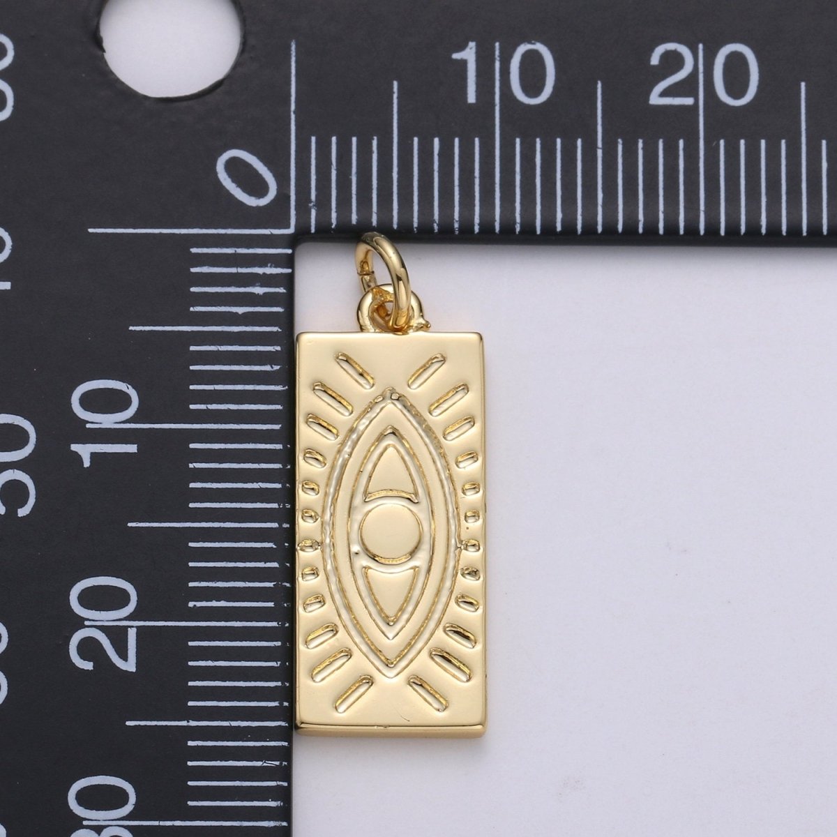 Evil Eye Pendant • 14k Gold Filled Tiny Evil Eye Pendant • Protection Pendant • Military Tag Charm • Minimalist Jewelry Pendant Making D-640 - DLUXCA