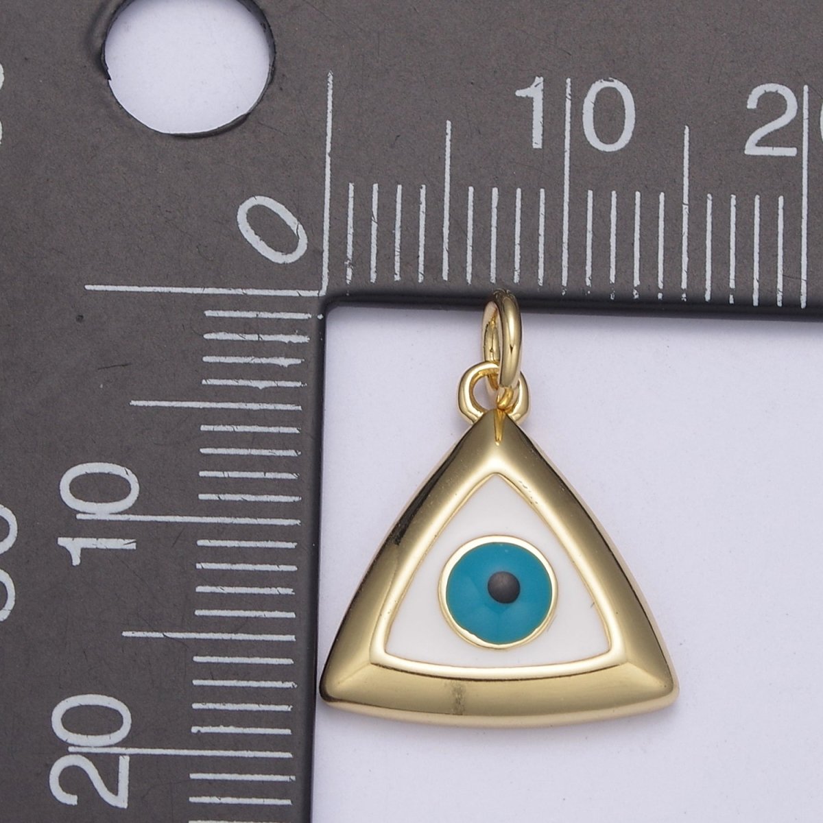 Eye of Providence Charm Gold Triangle Turquoise Evil Eye Third Eye Dainty Triangle Protection Amulet Jewelry Pendant C-639 - DLUXCA