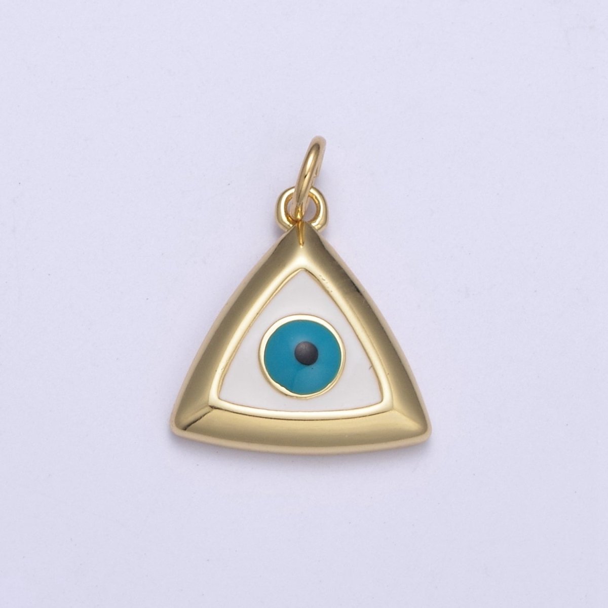 Eye of Providence Charm Gold Triangle Turquoise Evil Eye Third Eye Dainty Triangle Protection Amulet Jewelry Pendant C-639 - DLUXCA