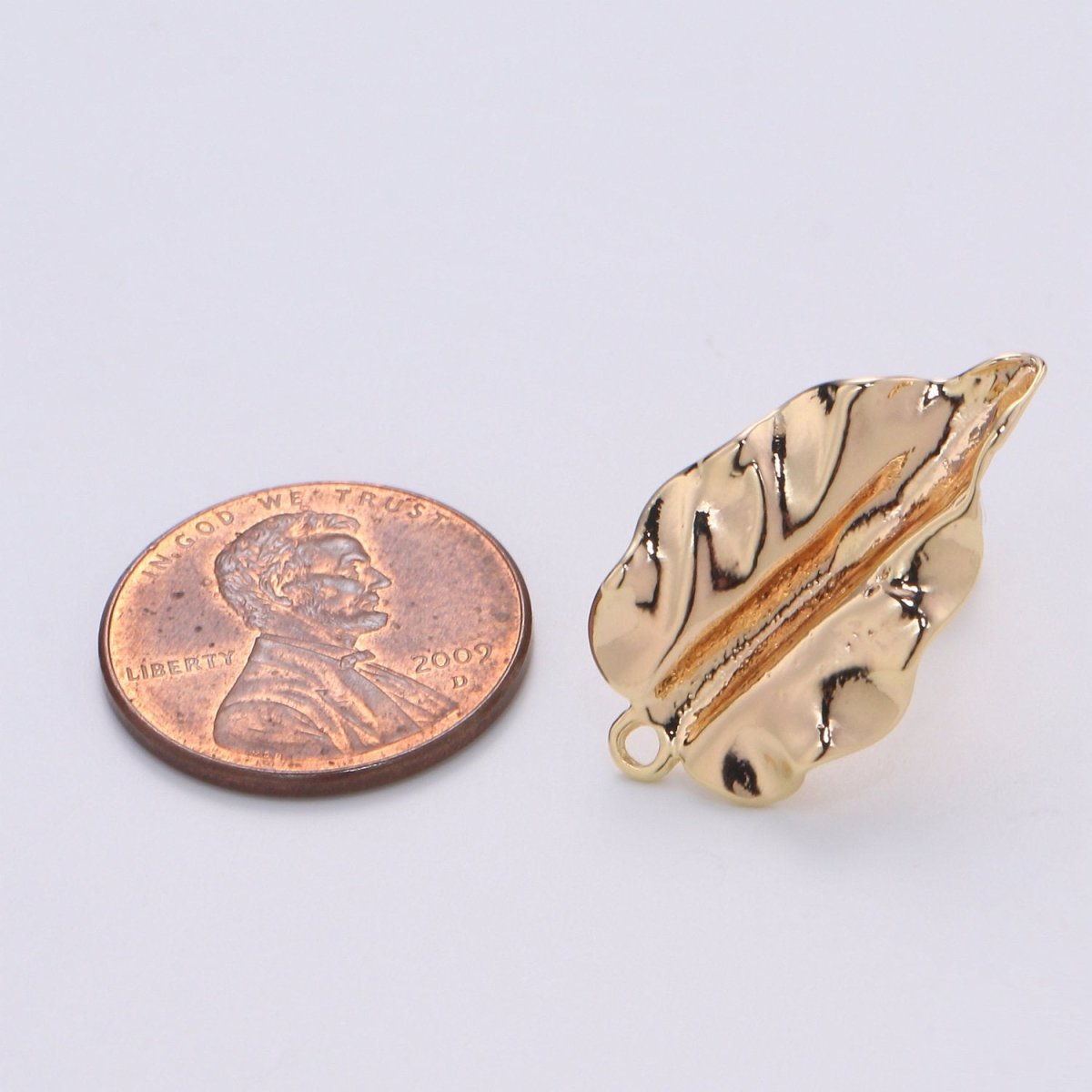 Fall Leaf Stud Earring Gold Vermeil Foliage Earring DIY Jewelry Component for Christmas Gift L-012 - DLUXCA