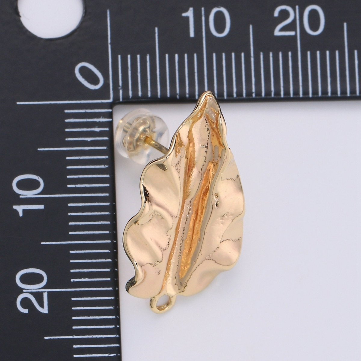 Fall Leaf Stud Earring Gold Vermeil Foliage Earring DIY Jewelry Component for Christmas Gift L-012 - DLUXCA