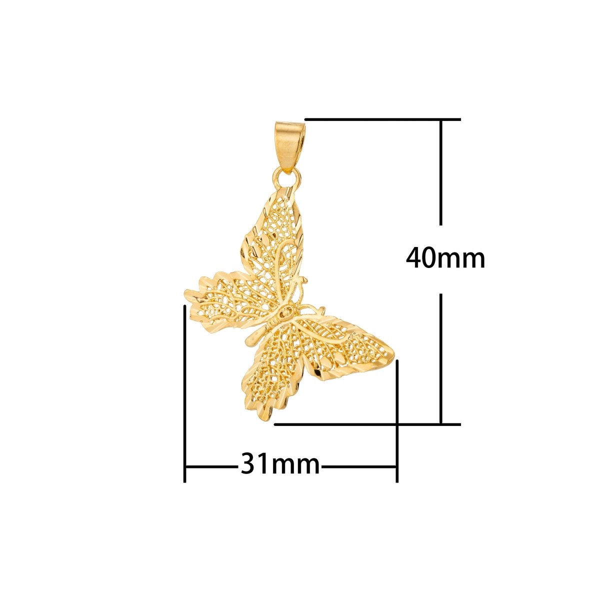 Filgree Monarch Butterfly Pendant in 18k Gold Fiill Butterfly charm for Necklace Earring Jewelry Making H-821 - DLUXCA