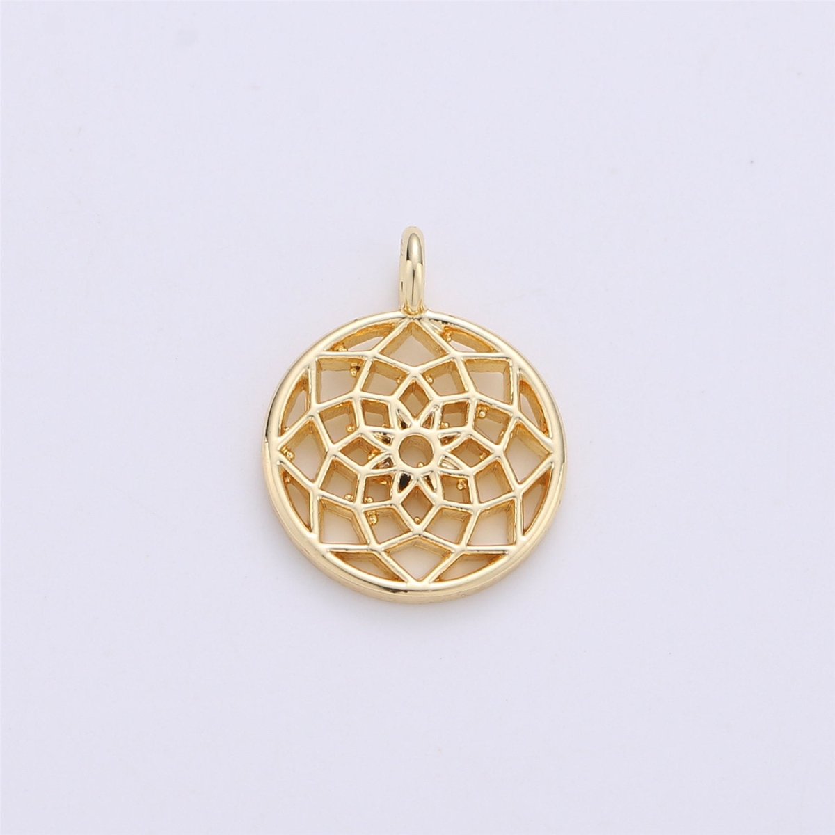 Filigree Flower Charm Gold Filled Dainty Floral Lotus Pendant Origami Flower CharmC-609 - DLUXCA