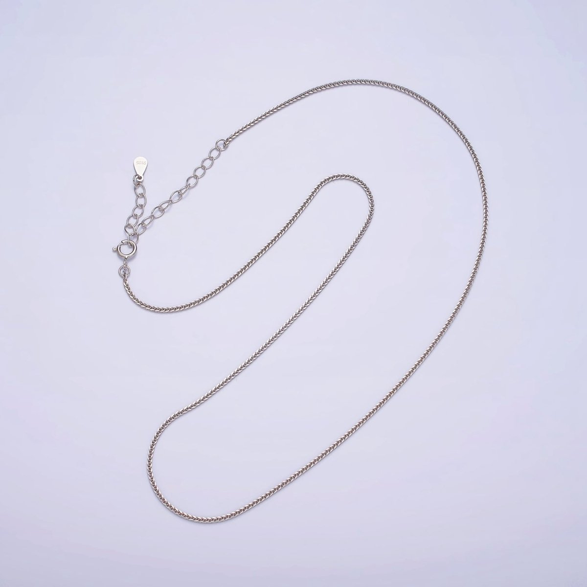 Fine 925 Sterling Silver 0.7mm Curb Chain Necklace 15.35 inch + 2 Inch Extender | WA-1969 Clearance Pricing - DLUXCA