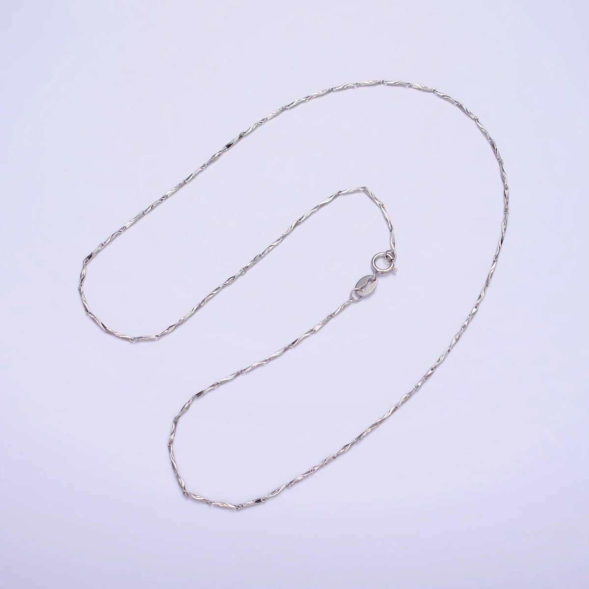 Fine s925 Sterling Silver 0.5mm Fancy Barleycorn Cable Chain Necklace 16 inch | WA-1985 Clearance Pricing - DLUXCA