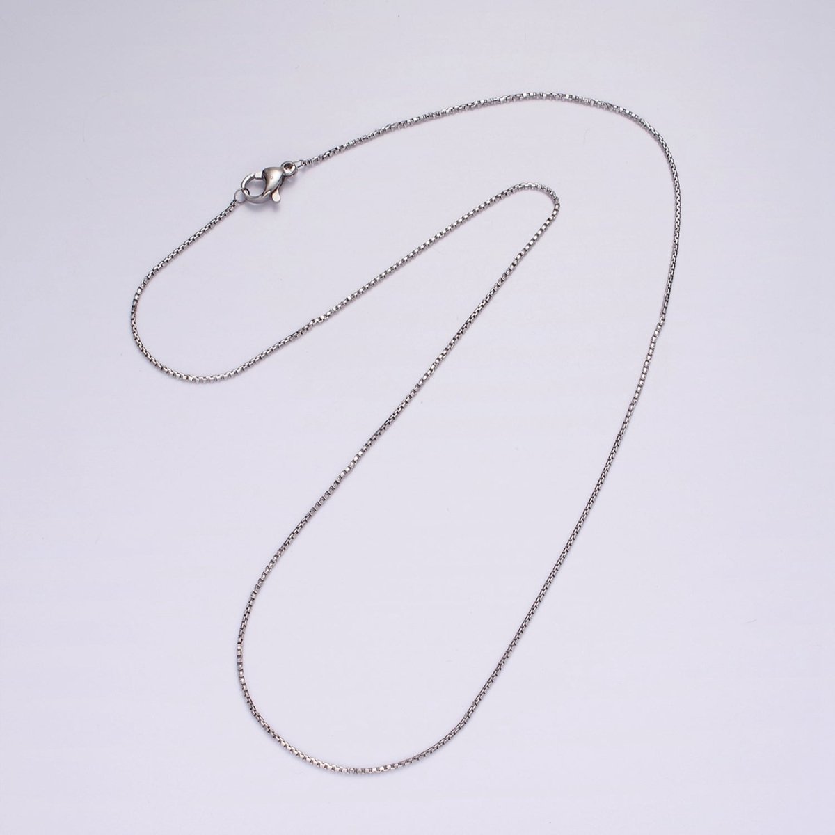 Fine Stainless Steel Box Chain Necklace 18 inch in Silver | WA-2402 - DLUXCA