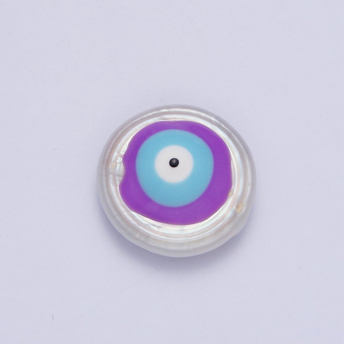 Flat Button Baroque Pearl Beads with Protection Evil Eye Enamel Beads For DIY Jewelry Making | W-920-W-923 - DLUXCA