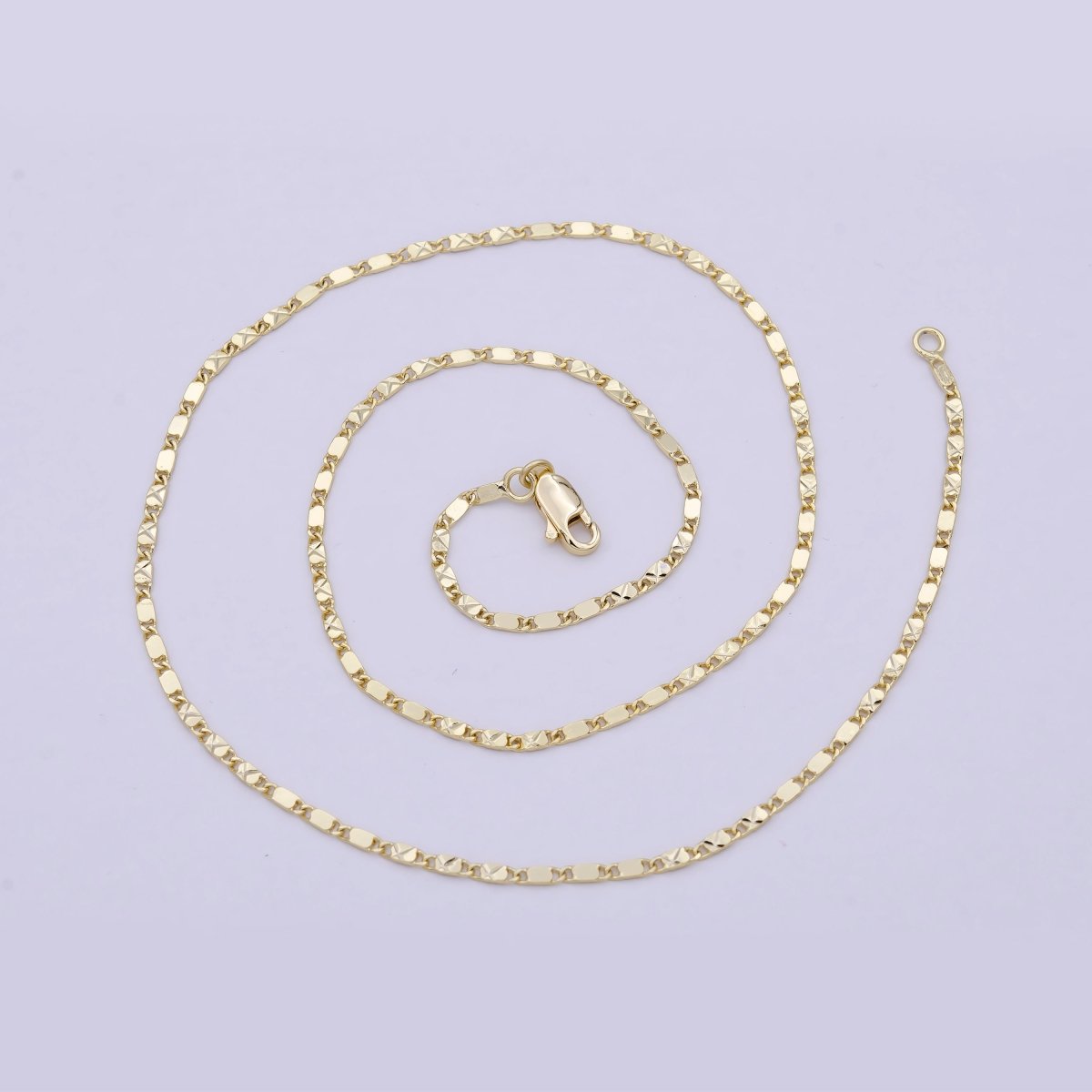 Flat Star Scroll Chain Necklace, Dainty 1.8mm Flat Link Necklace w/ Lobster Clasp | WA-814 Clearance Pricing - DLUXCA