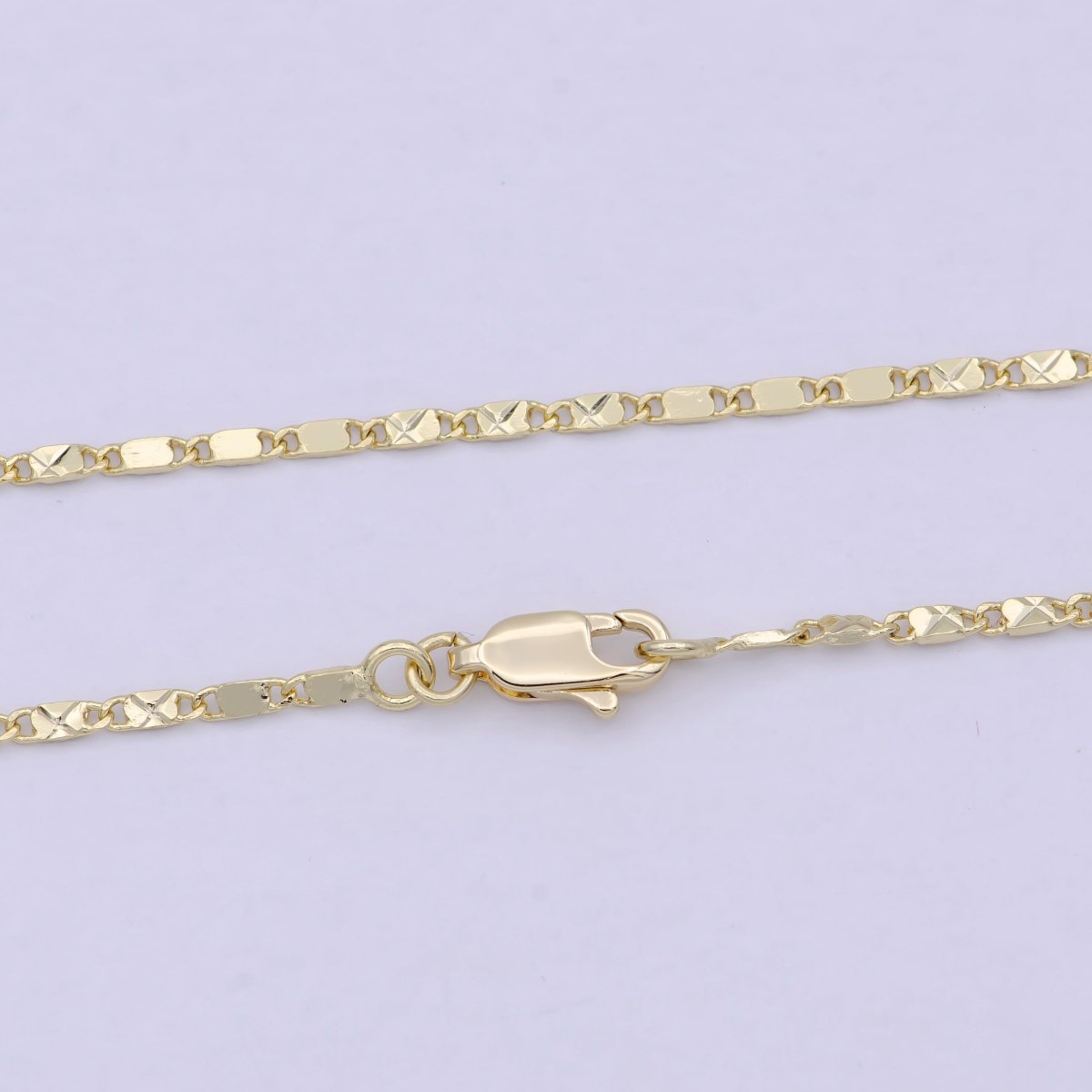 Flat Star Scroll Chain Necklace, Dainty 1.8mm Flat Link Necklace w/ Lobster Clasp | WA-814 Clearance Pricing - DLUXCA