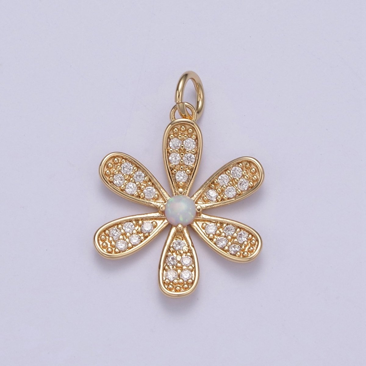 Flower Charm Pendant - Cute Daisy Flower Micro Pave Charm for Earring Bracelet Necklace N-427 - DLUXCA