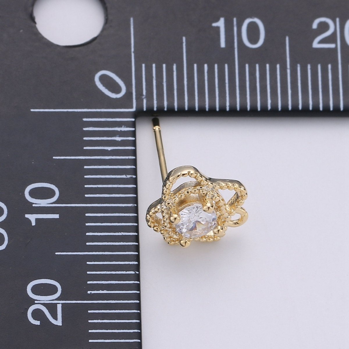 Flower Stud Earring Charm • 24k Gold Filled• Micro Pave Floral Stud • Jewelry Making Supplies • Open Link for Jewelry Making Supply K-410 PAIR - DLUXCA