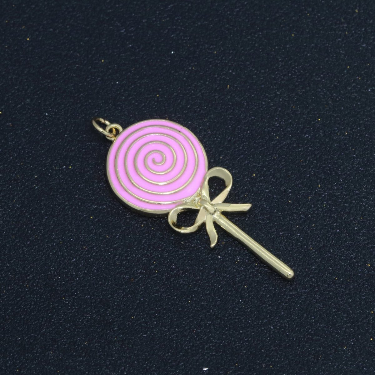 Foodie Gold Lollipop Colorful Enamel Candy Charm Inspired Pink, Green, Red, Teal, White Color M731 - M-736 - DLUXCA