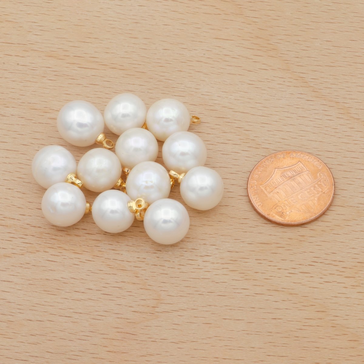 Fresh Water Pearl Ball Round Pearl Charm - P-1823 - DLUXCA