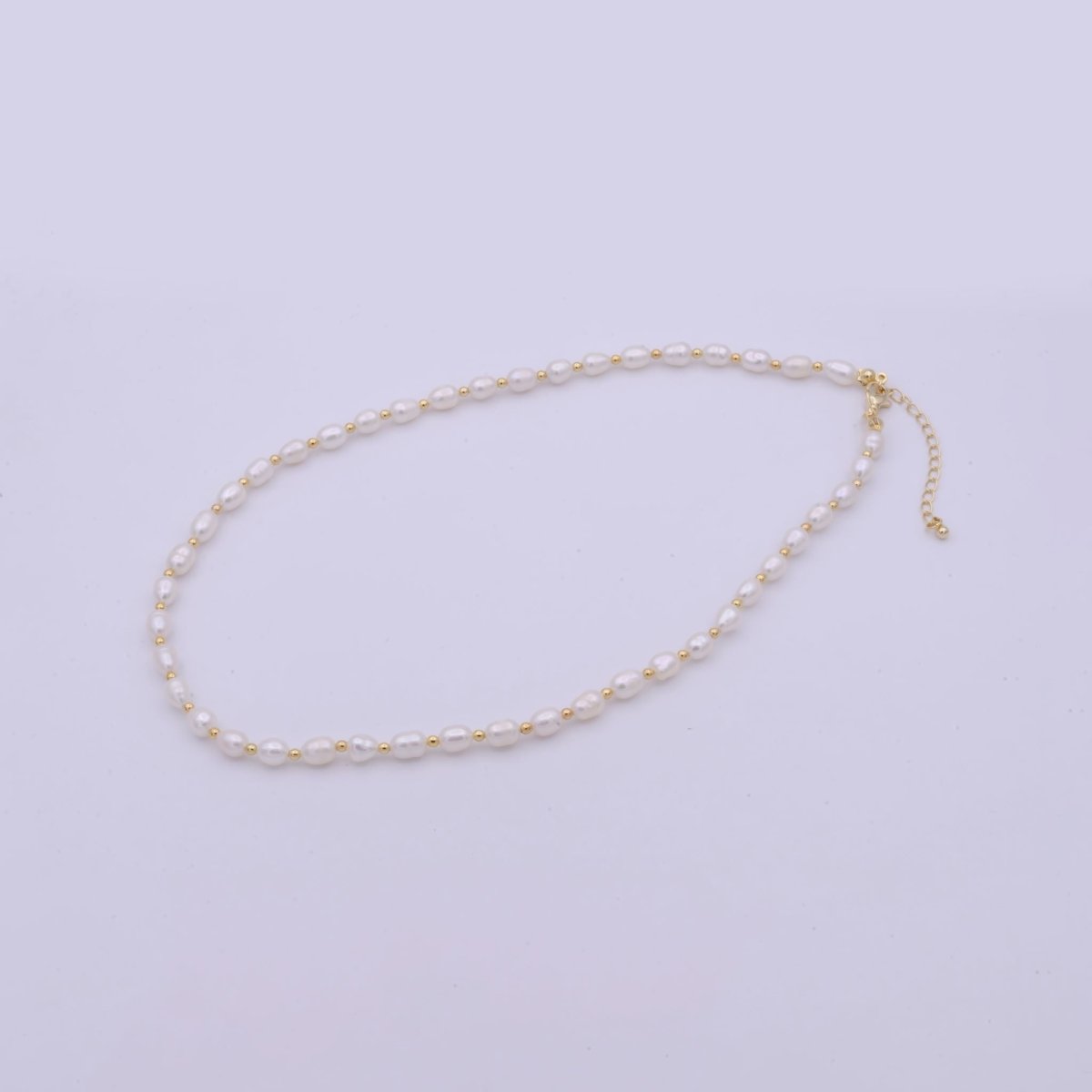 Freshwater Pearl Choker Necklace | Small Dainty Pearl Necklace 16.5 inch + 2 inch extender | WA-509 - DLUXCA