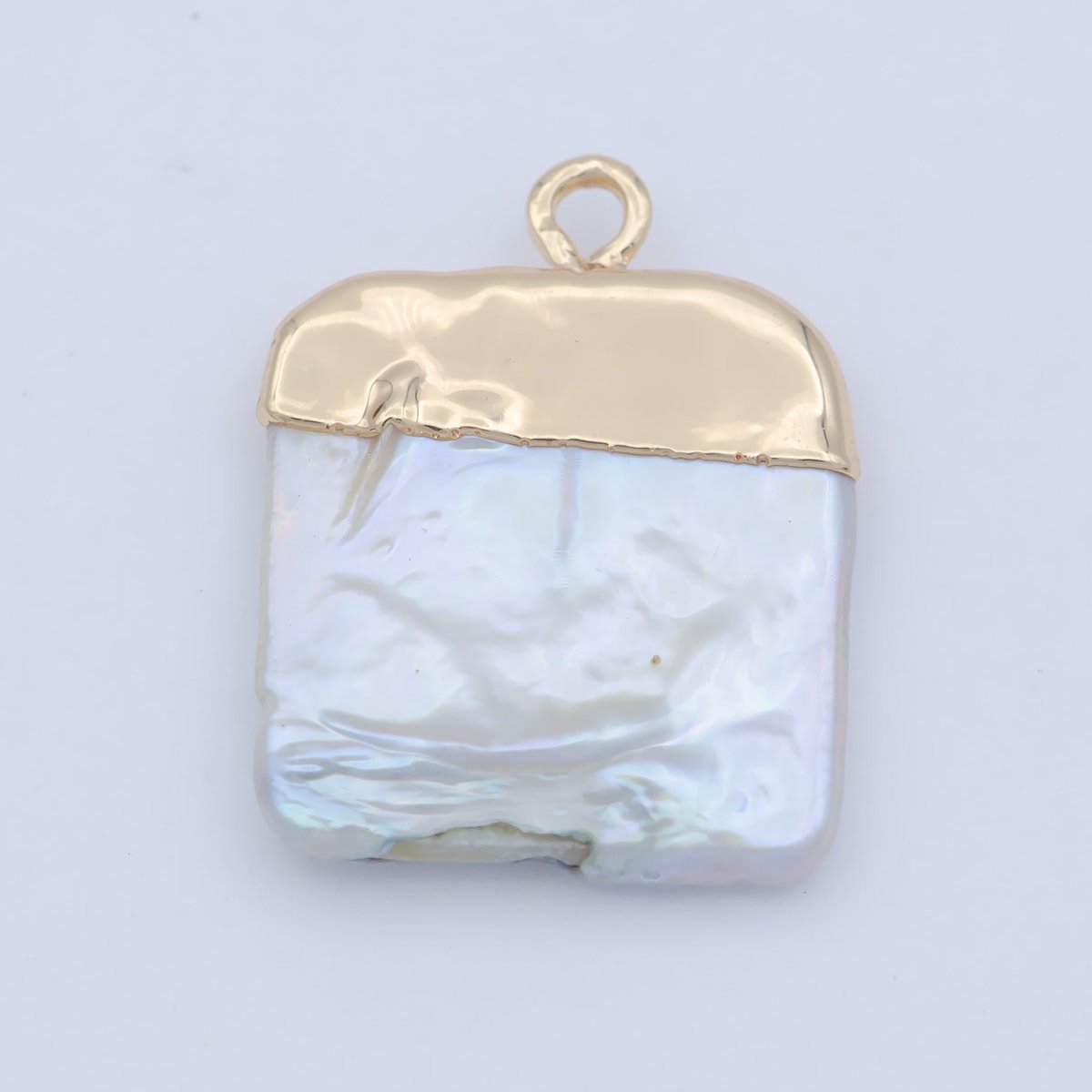 Freshwater Pearl Simple Square Pearl Charm P-1807 - DLUXCA