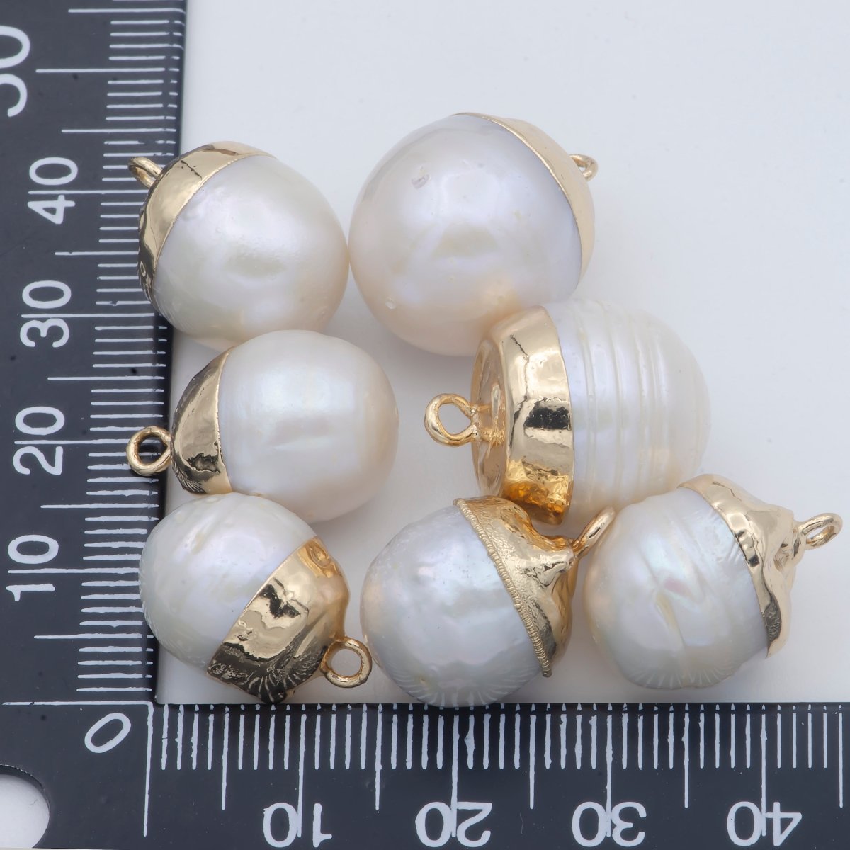 Freshwater Pearl White Round Ball Pearl Charm P-1820 - DLUXCA