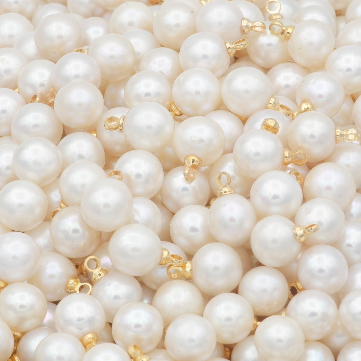 Freshwater Pearl White Round Pearl Ball Gold Filled Charms P-1822 - DLUXCA