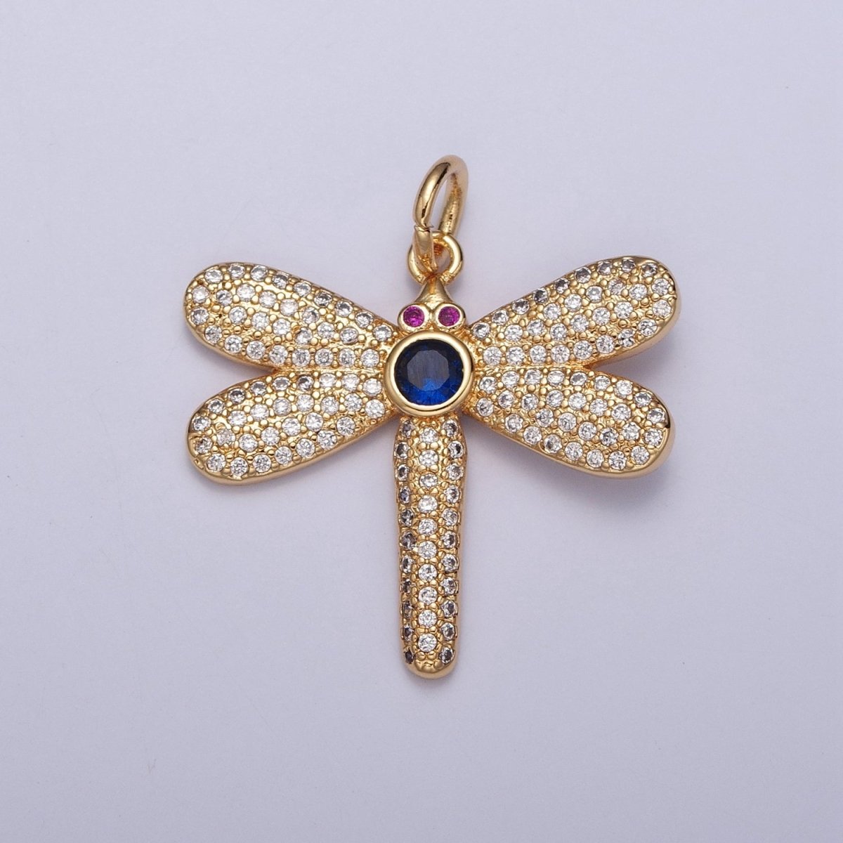 Fuchsia-Eyed Micro Paved CZ Dragonfly Charm | X-127 - DLUXCA