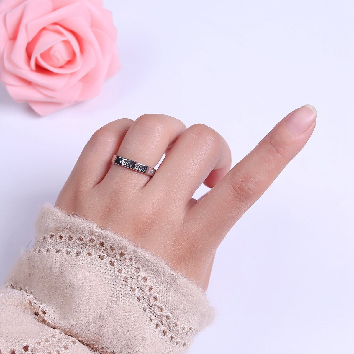Fuck You Ring statement women ring FU f*ck Silver Band Ring O-2074 - DLUXCA