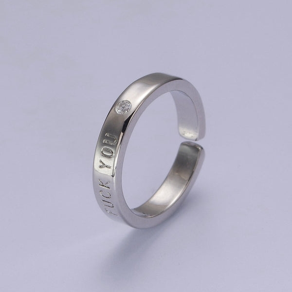 Fuck You Ring statement women ring FU f*ck Silver Band Ring O-2074
