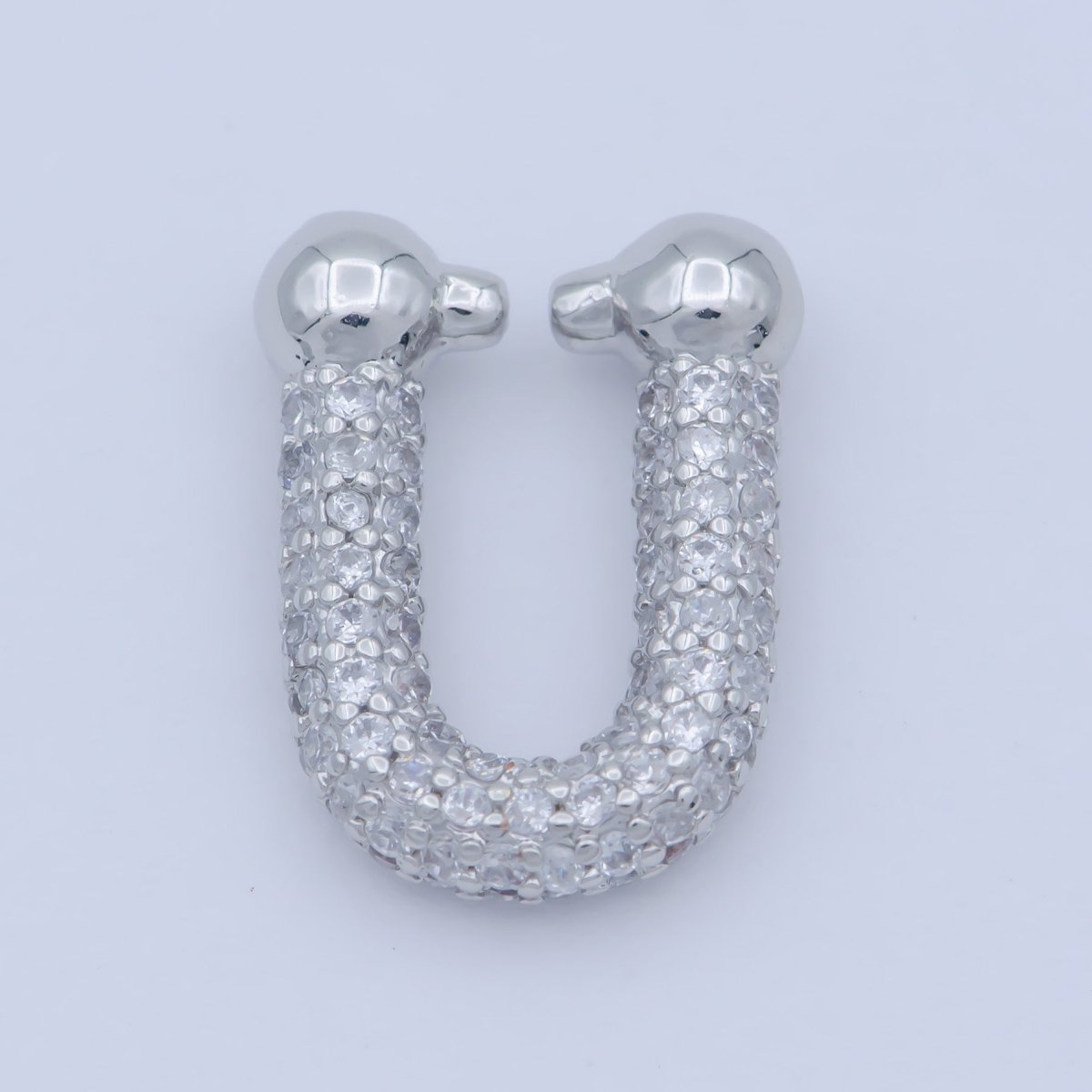 Full Cz Micro Pave U Shape Shackle link for Chain Connector Paper Clip Chunky Bold Chain Green Blue Black Fuschia Clear Cubic Gold Supply L-340~L-345 - DLUXCA