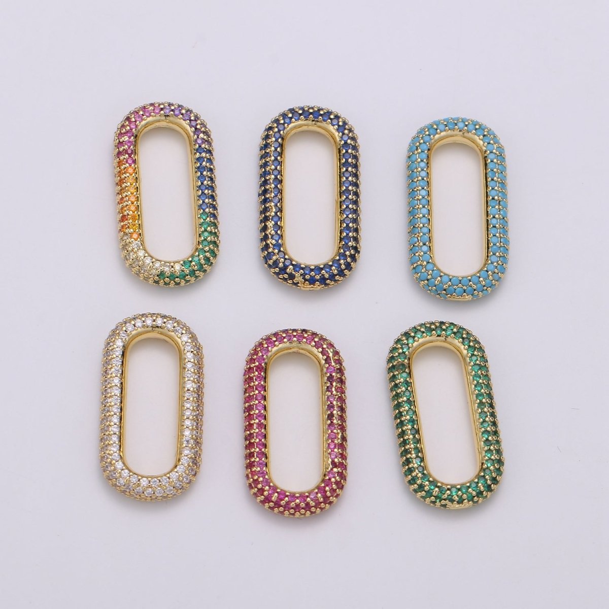 Fully CZ Micro Pave Paper Clip Link Connector links for Chain Connector for Bracelet Necklace Chain Connector L-119~L-124 - DLUXCA
