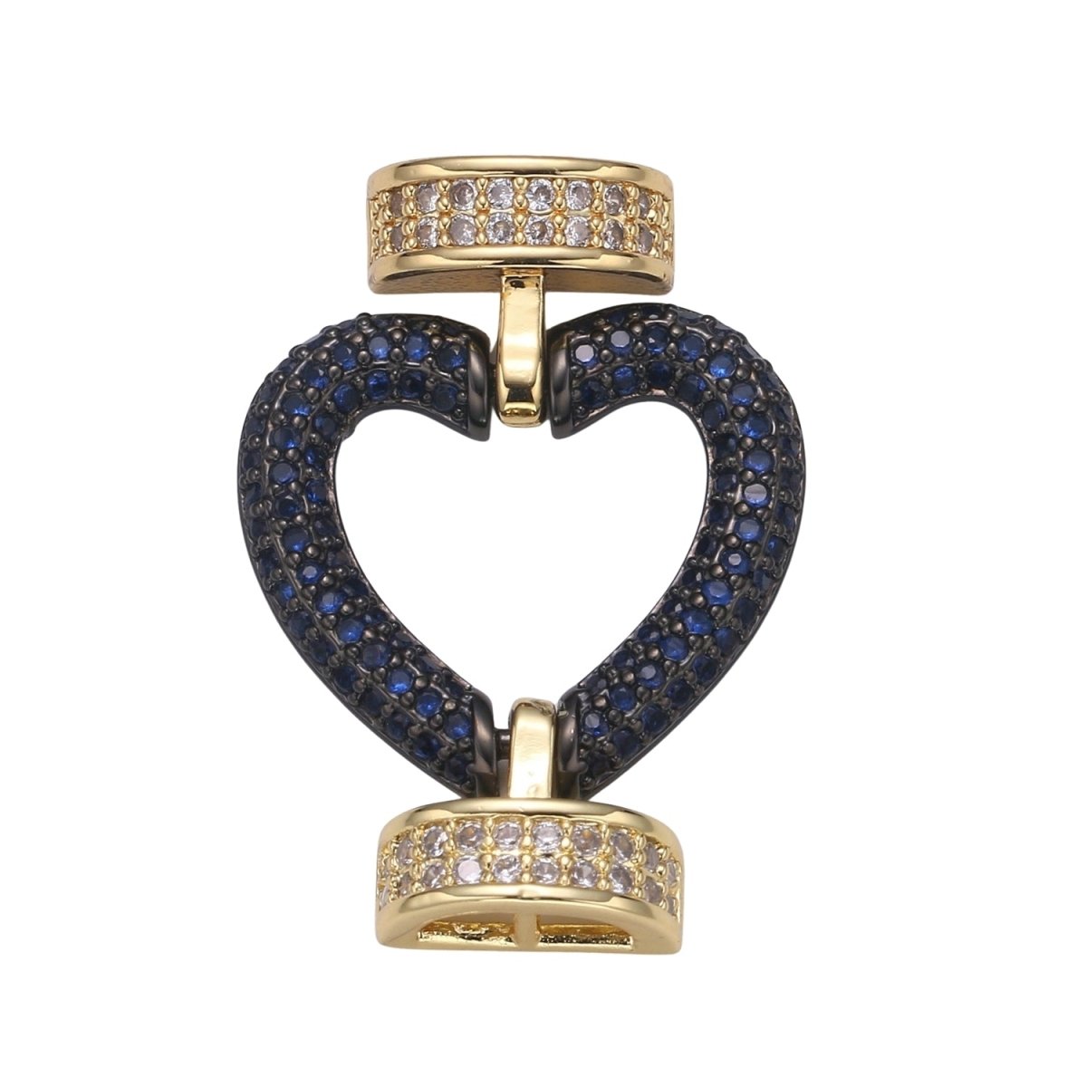 Fully Pave Heart Clasp Buckle Micro paved Clasp Fastener for Beading, 14k Gold Fill Cz Clasp Bracelet necklace jewelry finding Supply Making L-186~L-193 - DLUXCA