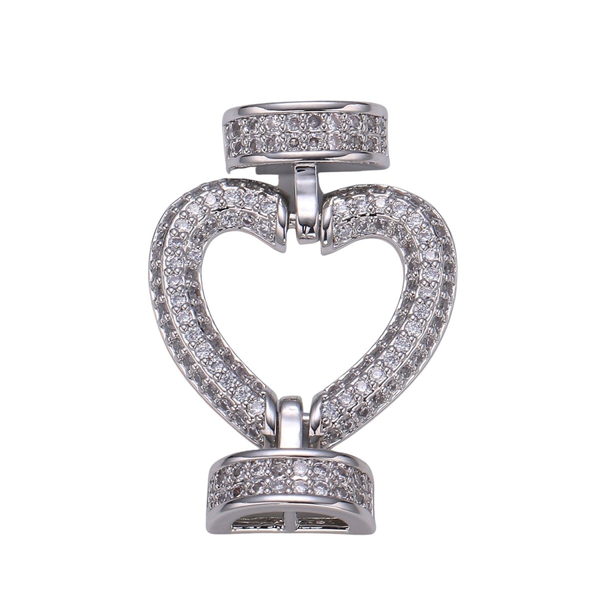 Fully Pave Heart Clasp Buckle Micro paved Clasp Fastener for Beading, 14k Gold Fill Cz Clasp Bracelet necklace jewelry finding Supply Making L-186~L-193 - DLUXCA