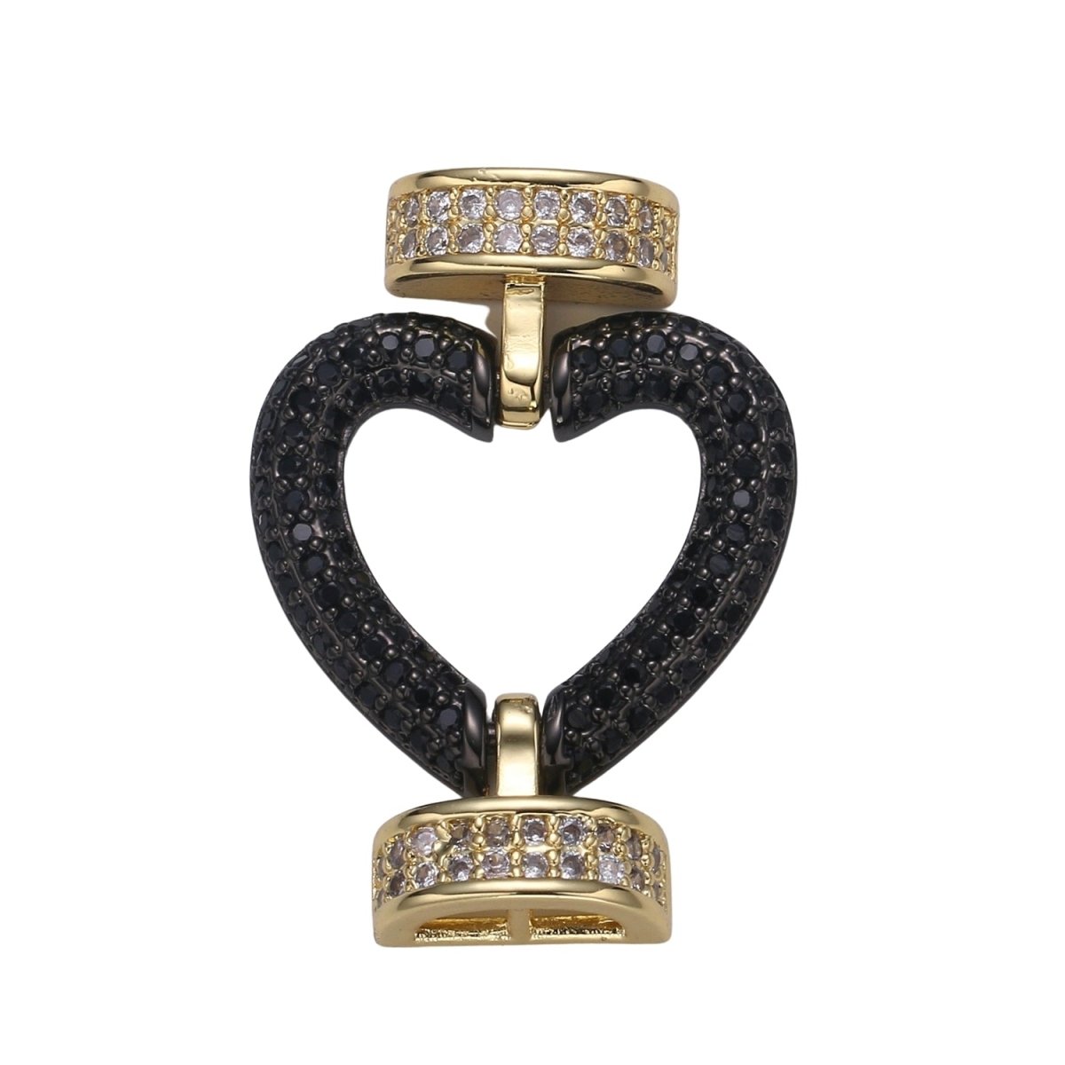 Fully Pave Heart Clasp Buckle Micro paved Clasp Fastener for Beading, 14k Gold Fill Cz Clasp Bracelet necklace jewelry finding Supply Making L-186~L-193 - DLUXCA