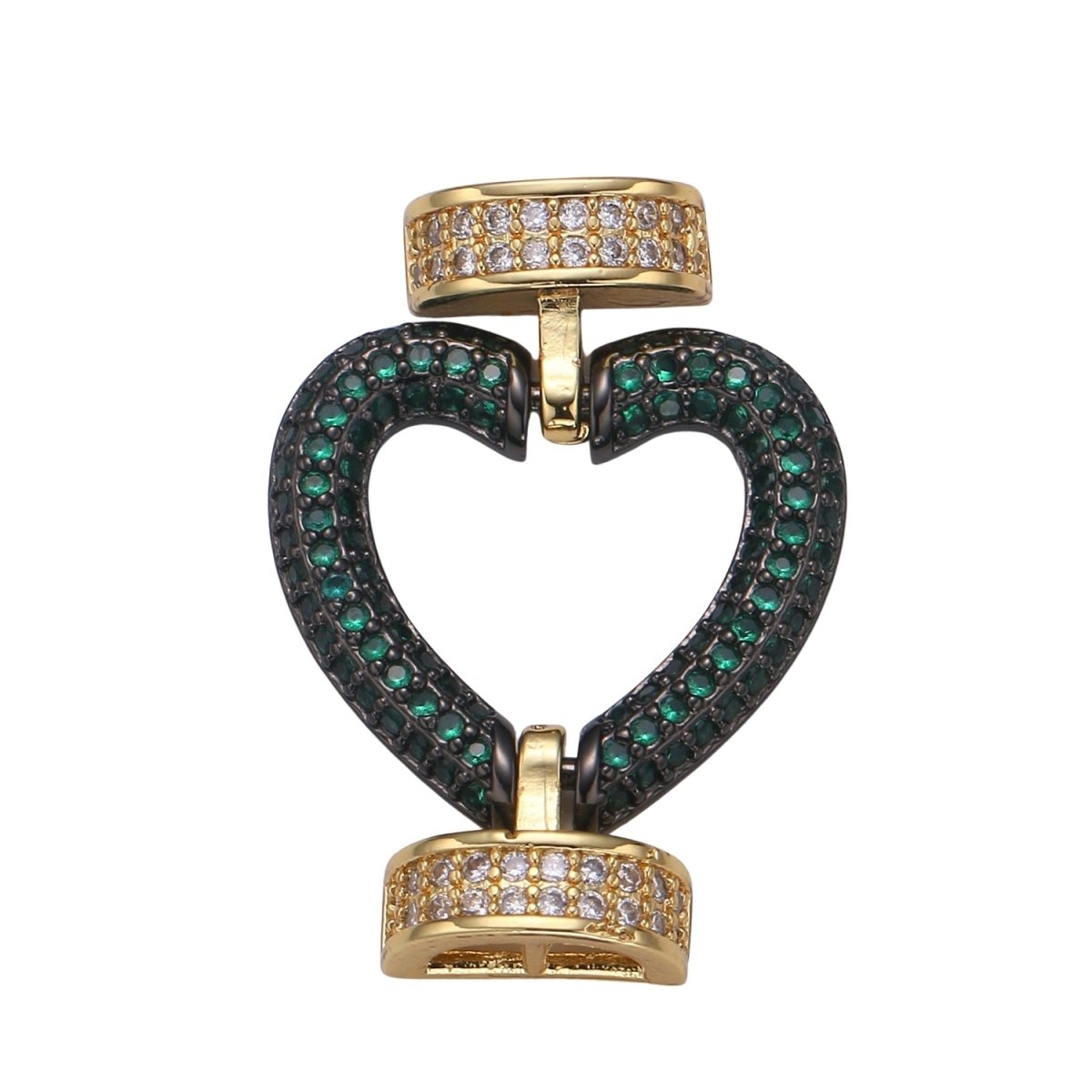 Fully Pave Heart Clasp Buckle Micro paved Clasp Fastener for Beading, 14k Gold Fill Cz Clasp Bracelet necklace jewelry finding Supply Making L-186~L-193 - DLUXCA