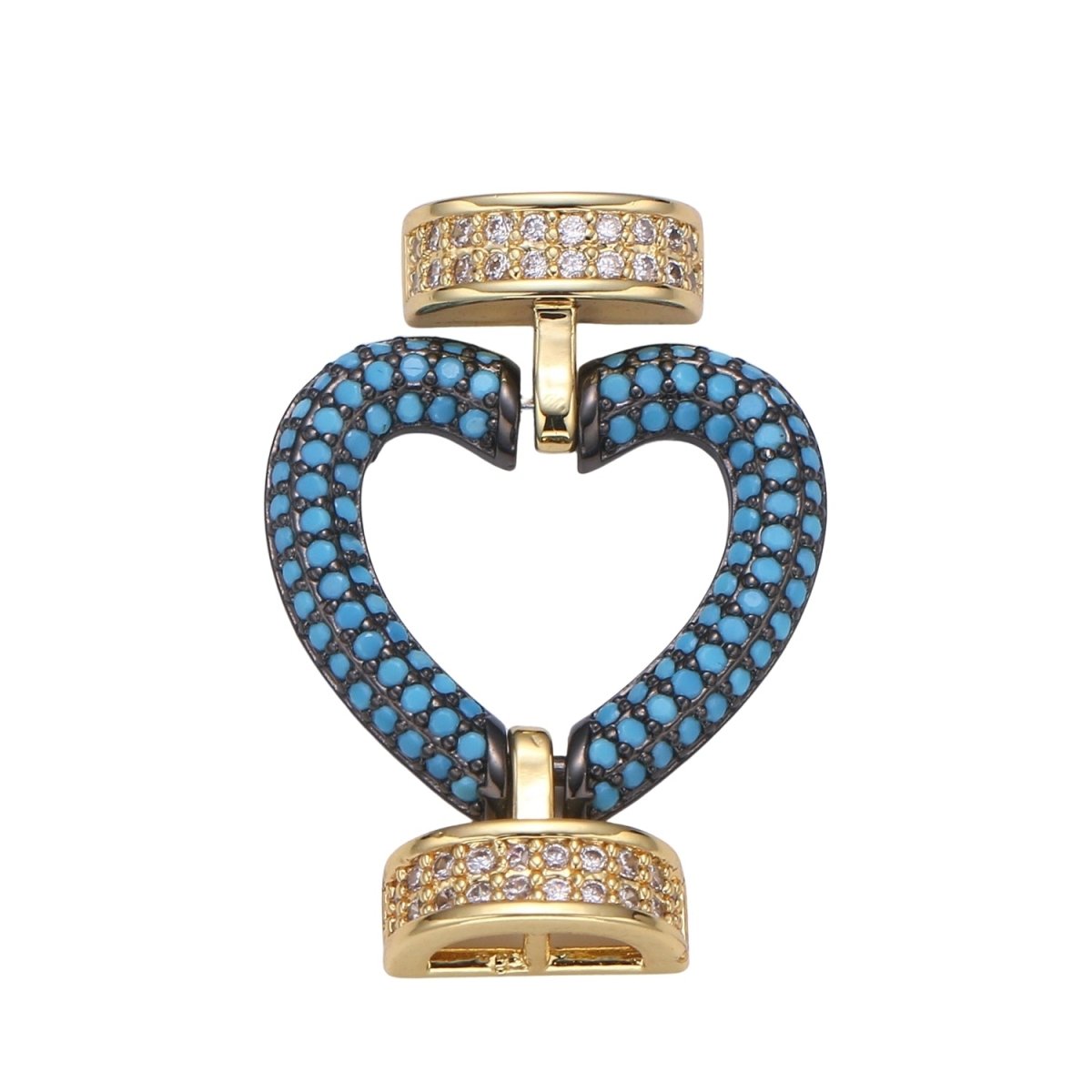 Fully Pave Heart Clasp Buckle Micro paved Clasp Fastener for Beading, 14k Gold Fill Cz Clasp Bracelet necklace jewelry finding Supply Making L-186~L-193 - DLUXCA