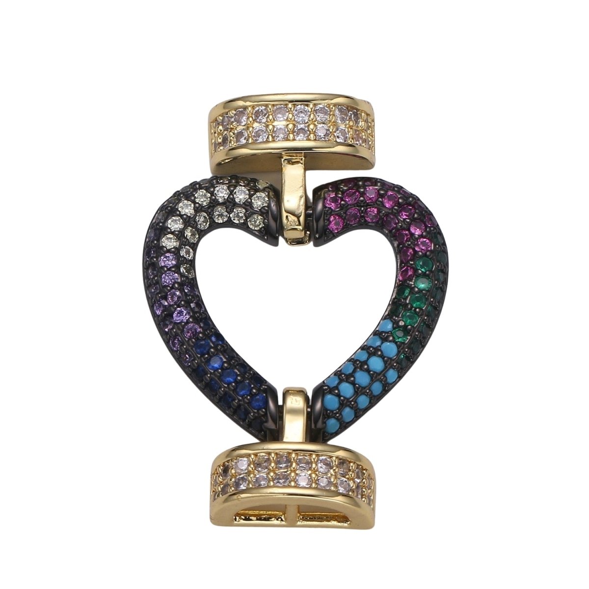 Fully Pave Heart Clasp Buckle Micro paved Clasp Fastener for Beading, 14k Gold Fill Cz Clasp Bracelet necklace jewelry finding Supply Making L-186~L-193 - DLUXCA