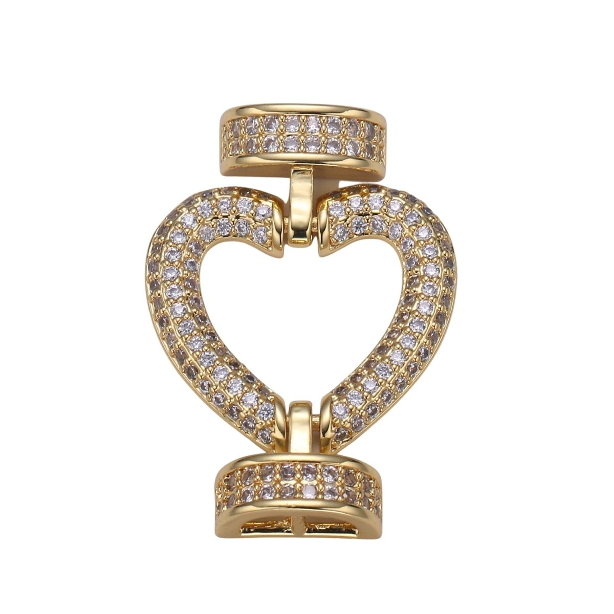 Fully Pave Heart Clasp Buckle Micro paved Clasp Fastener for Beading, 14k Gold Fill Cz Clasp Bracelet necklace jewelry finding Supply Making L-186~L-193 - DLUXCA