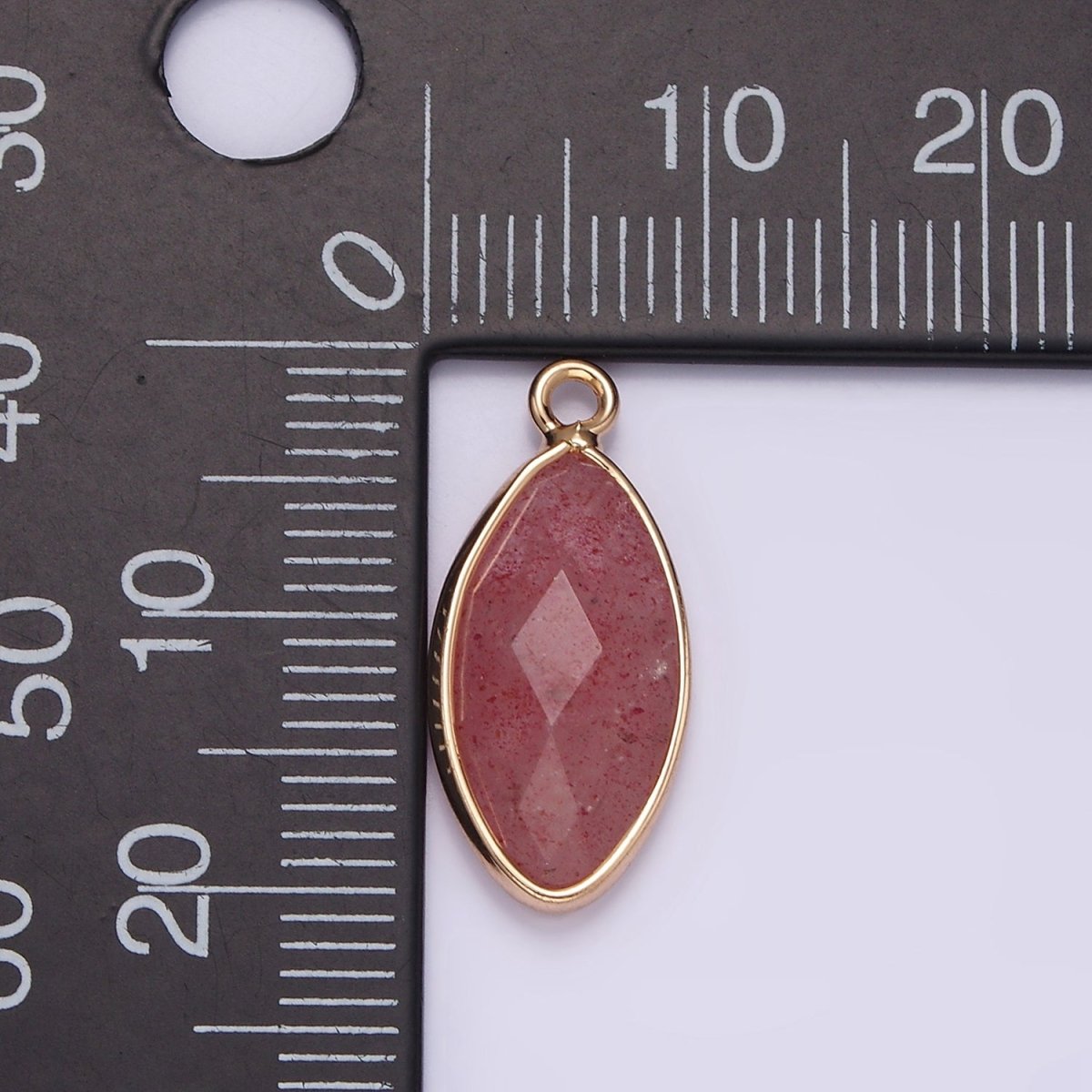 Gemstone Faceted Oval Gold Edge Pendant Charm Rose Quartz Onyx Amazonite Charm N1726 N1727 N1743 N1744 - DLUXCA