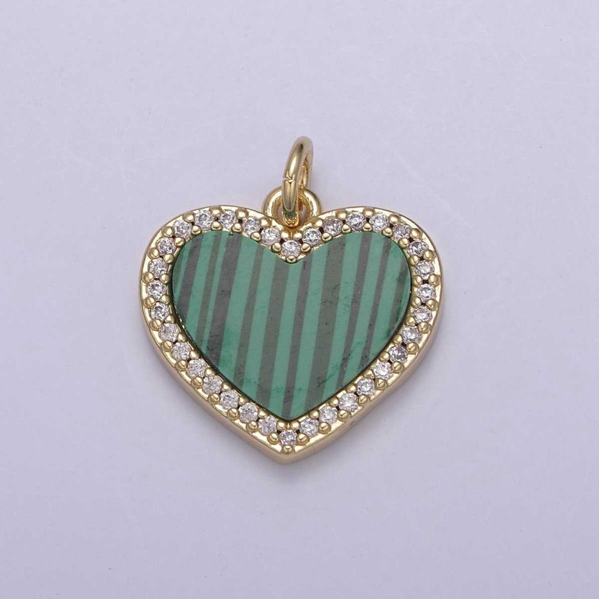 Gemstone Heart Charm, Boho Heart Pendant for Necklace, Turquoise Heart Pendant, Malachite Heart Pendant, Tiger Eye Pearl Abalone Heart Charm for Jewelry Making N-896 - N-900 - DLUXCA