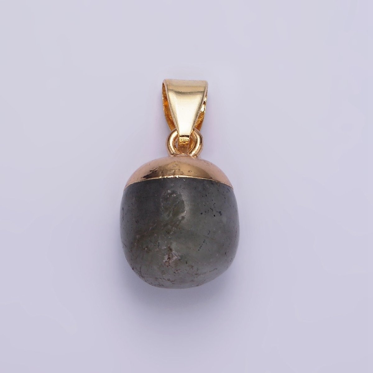 Gemstone Oval Potato Gold Pendant Charm Rose Quartz Moonstone Amethyst Amazonite Charm N1305 N1306 N1307 N1308 - DLUXCA