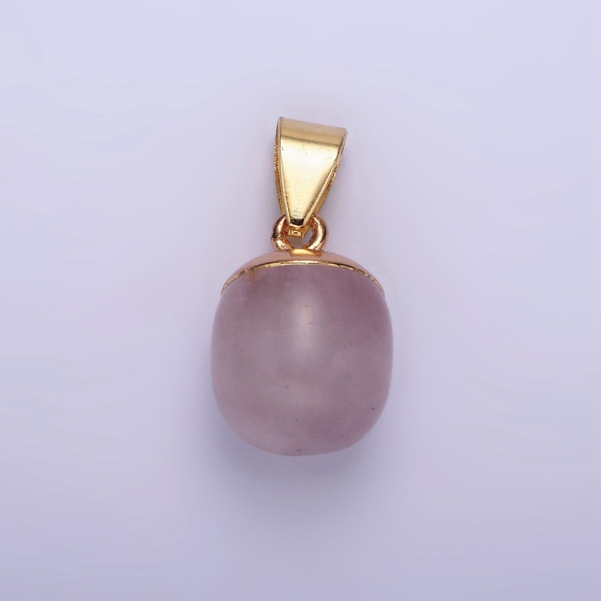 Gemstone Oval Potato Gold Pendant Charm Rose Quartz Moonstone Amethyst Amazonite Charm N1305 N1306 N1307 N1308 - DLUXCA