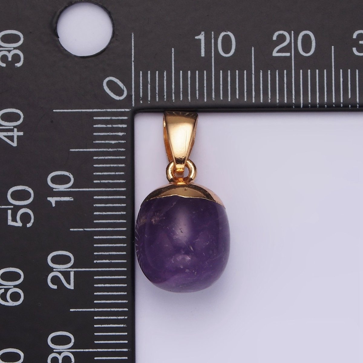 Gemstone Oval Potato Gold Pendant Charm Rose Quartz Moonstone Amethyst Amazonite Charm N1305 N1306 N1307 N1308 - DLUXCA