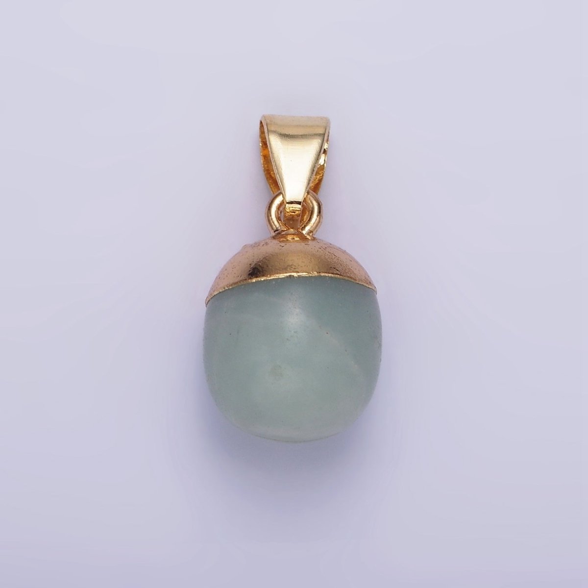 Gemstone Oval Potato Gold Pendant Charm Rose Quartz Moonstone Amethyst Amazonite Charm N1305 N1306 N1307 N1308 - DLUXCA