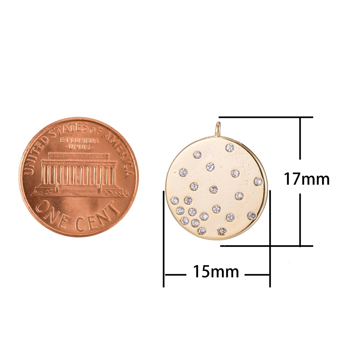 Geometric Circle Round Charm, Micro Pave CZ Charm, Dainty Pendant Floating Crystal Modern Chic Necklace Charm for Jewelry Making E-409 - DLUXCA