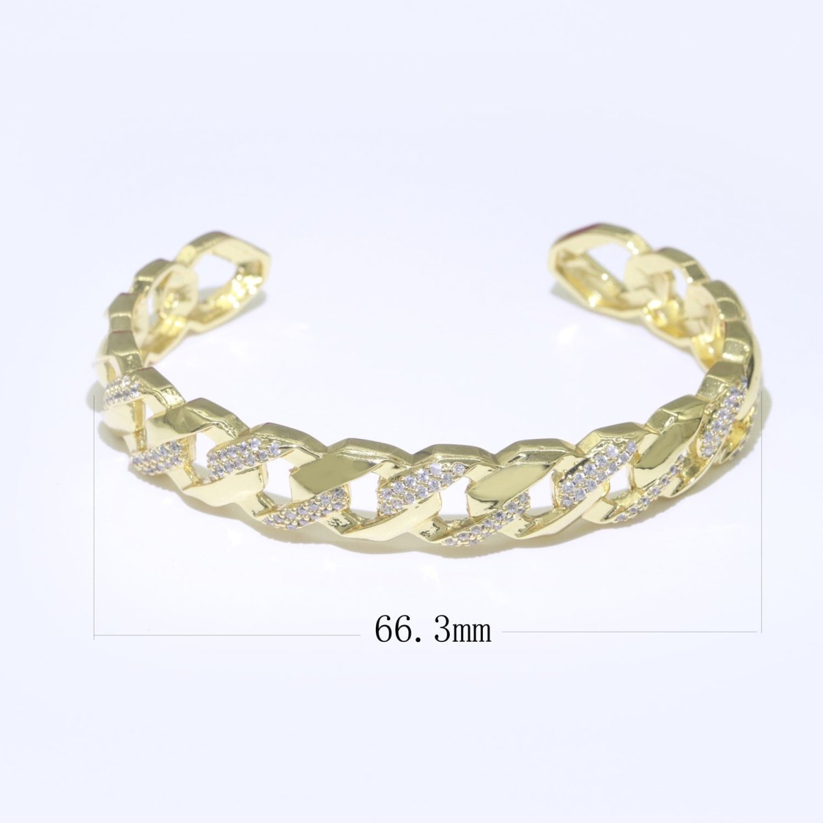 Geometric Curb Icing 24K Gold Filled Cuff Bracelet | WA-066 Clearance Pricing - DLUXCA