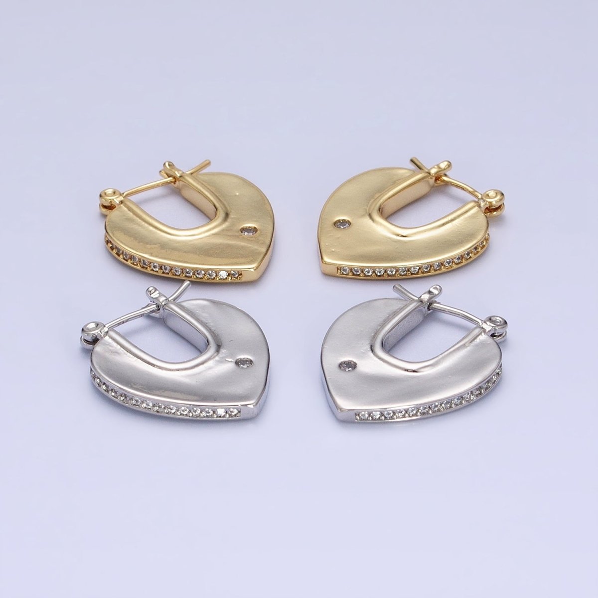 Geometric Hoops Heart Triangle Hoop Earrings Statement Jewelry 14k Gold Filled Earrings AB727 AB728 - DLUXCA