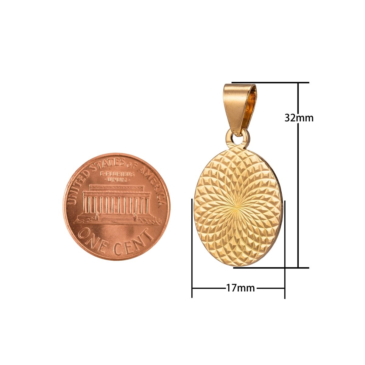 Geometric Jewelry Findings Oval Pendant - Gold Filled Oval Pendant - Necklace Findings - Jewelry Supplies H-901 - DLUXCA